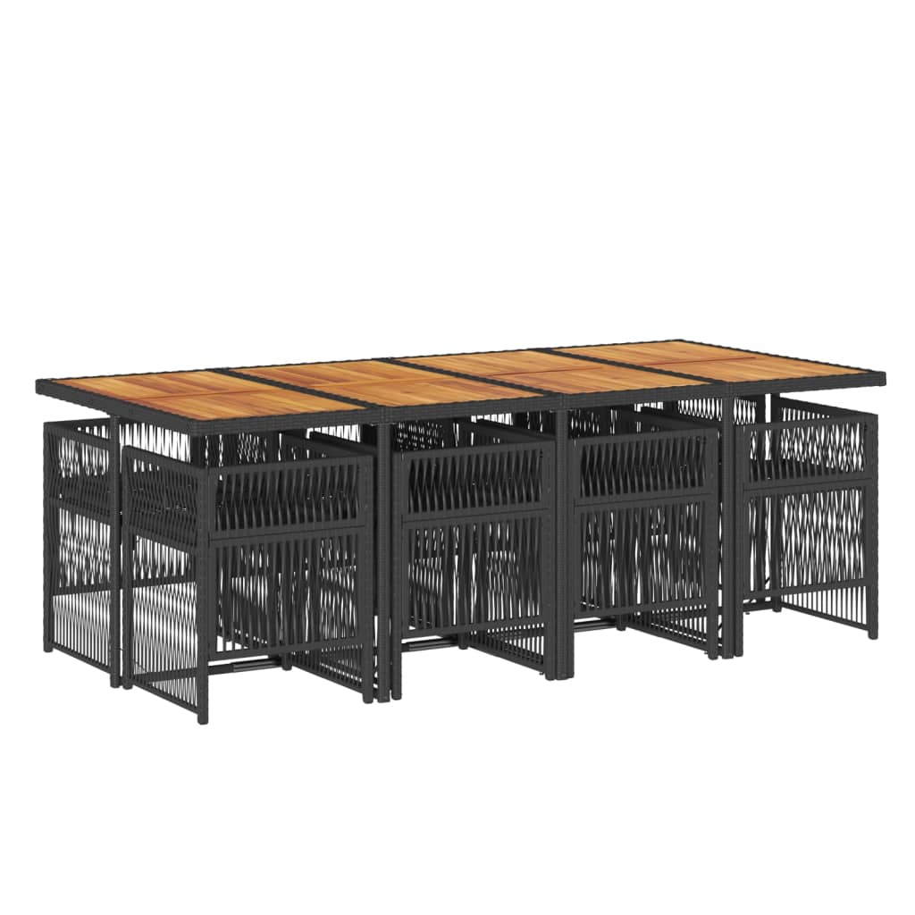 vidaXL Set mobilier de grădină cu perne, 9 piese, negru, poliratan vidaXL Set mobilier de grădină cu perne, 9 piese, negru, poliratan