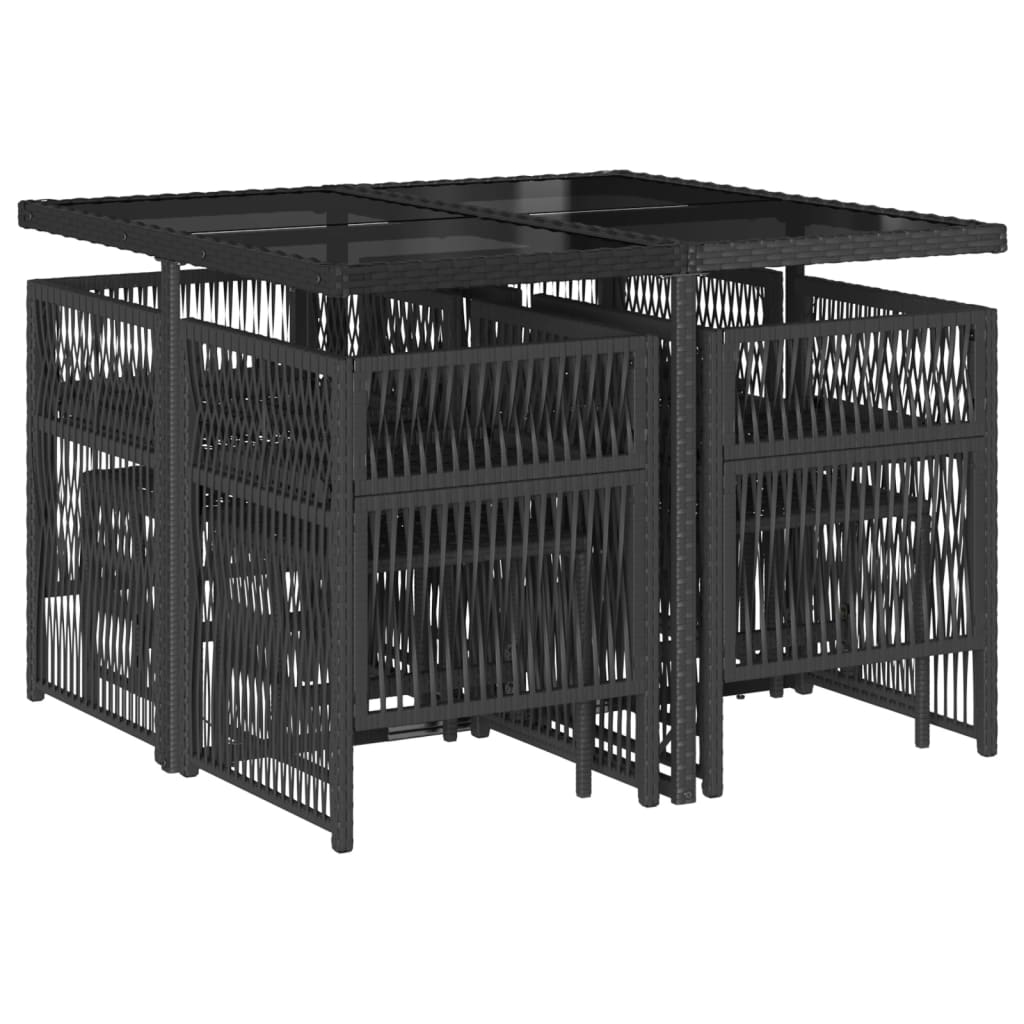vidaXL Set mobilier de grădină cu perne, 9 piese, negru, poliratan vidaXL Set mobilier de grădină cu perne, 9 piese, negru, poliratan
