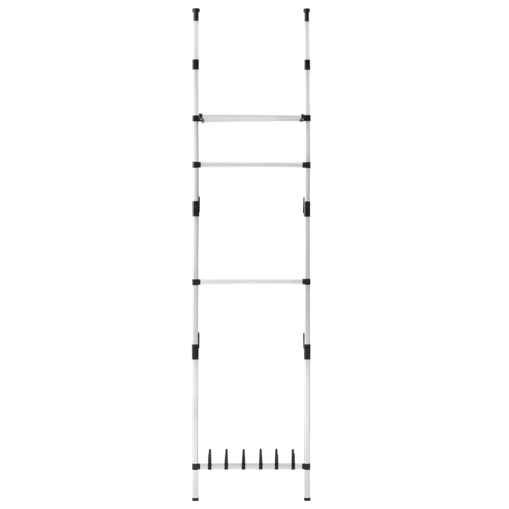 vidaXL Sistem șifonier telescopic, cu bare și raft, aluminiu vidaXL Sistem șifonier telescopic, cu bare și raft, aluminiu