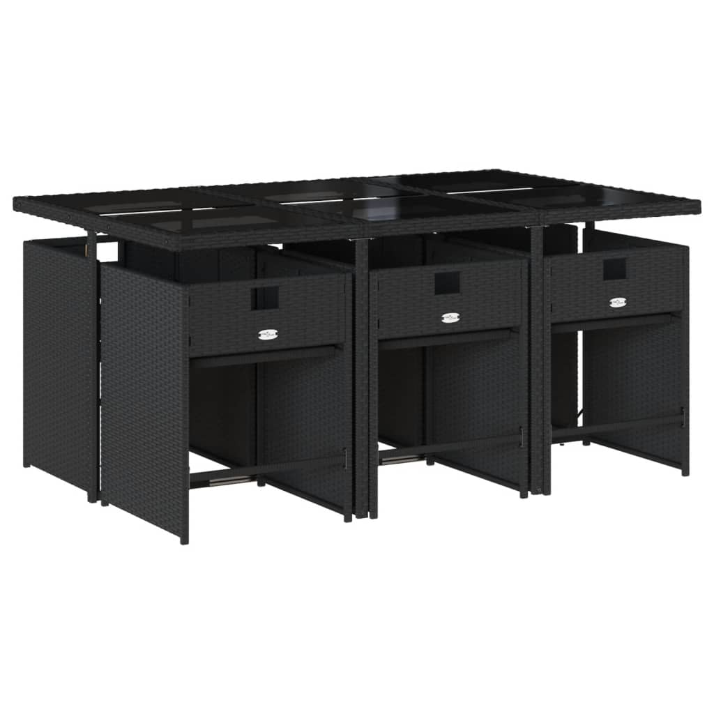 vidaXL Set mobilier de grădină cu perne, 7 piese, negru, poliratan vidaXL Set mobilier de grădină cu perne, 7 piese, negru, poliratan