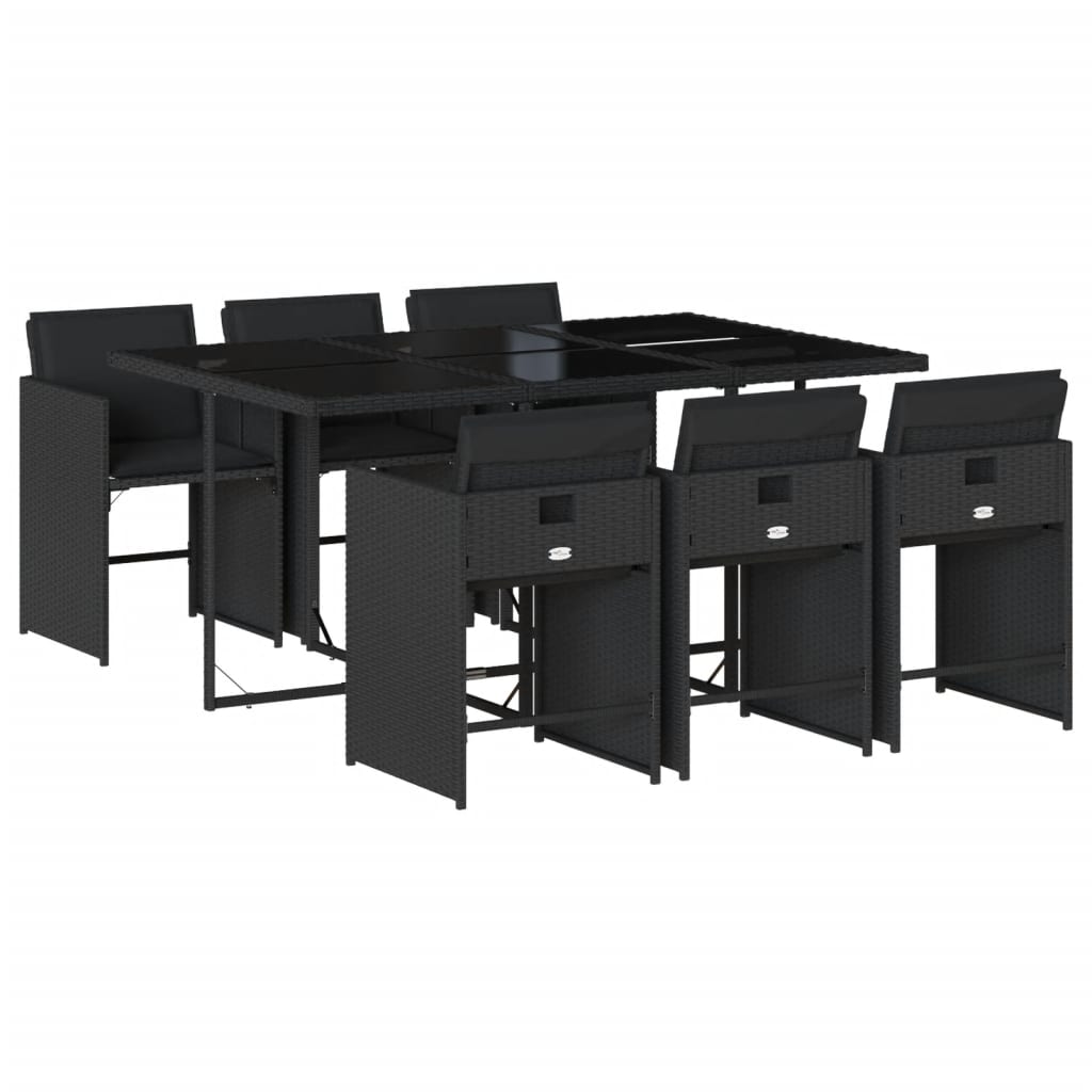 vidaXL Set mobilier de grădină cu perne, 7 piese, negru, poliratan vidaXL Set mobilier de grădină cu perne, 7 piese, negru, poliratan