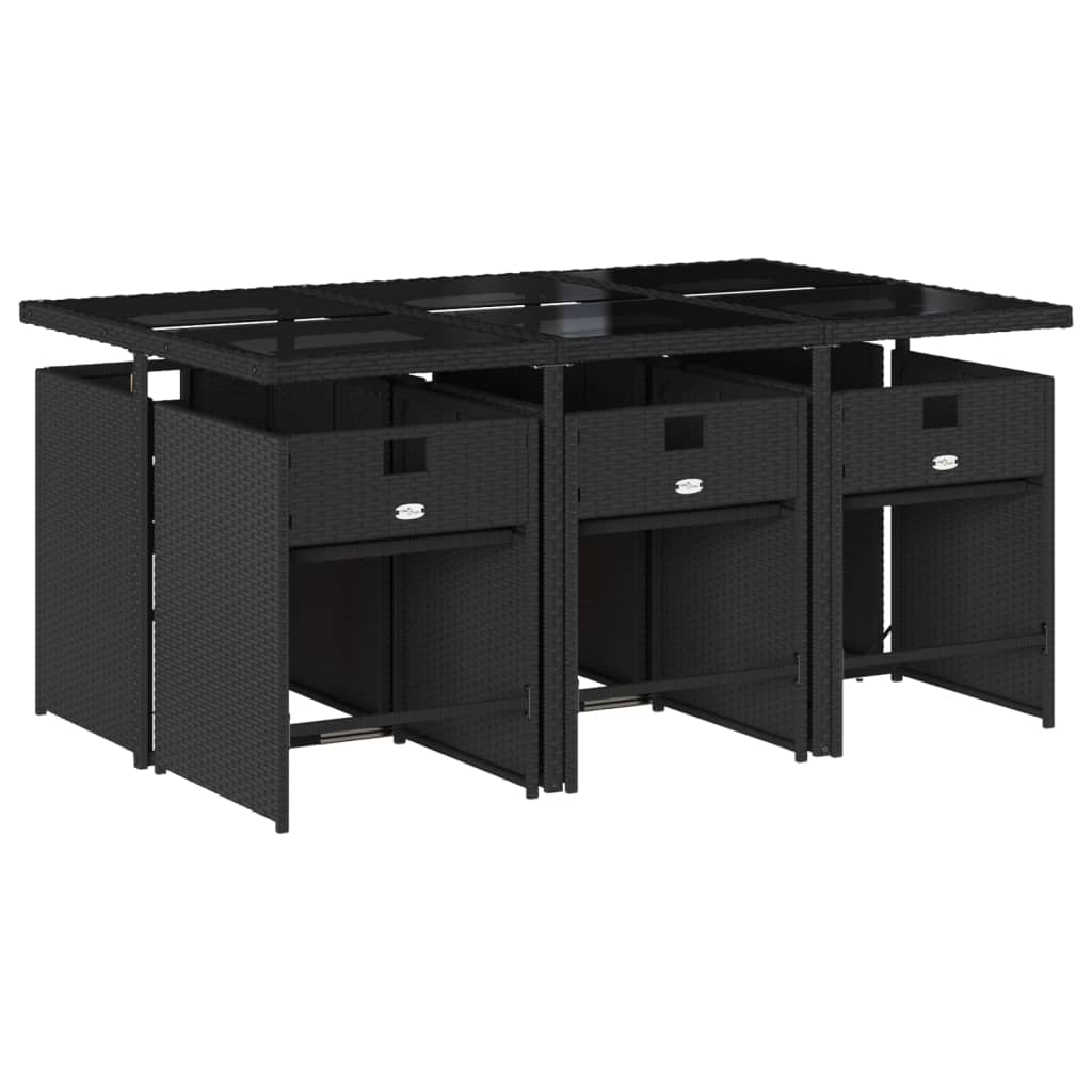 vidaXL Set mobilier de grădină cu perne, 7 piese, negru, poliratan vidaXL Set mobilier de grădină cu perne, 7 piese, negru, poliratan
