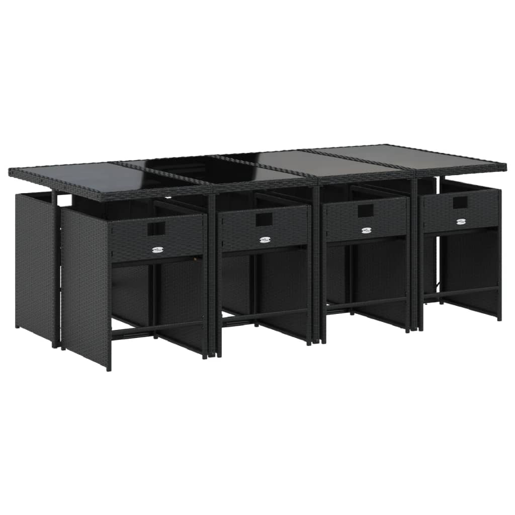 vidaXL Set mobilier de grădină cu perne, 9 piese, negru, poliratan vidaXL Set mobilier de grădină cu perne, 9 piese, negru, poliratan