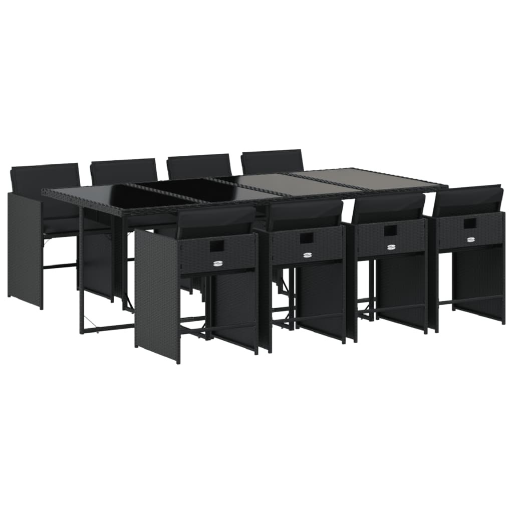 vidaXL Set mobilier de grădină cu perne, 9 piese, negru, poliratan vidaXL Set mobilier de grădină cu perne, 9 piese, negru, poliratan