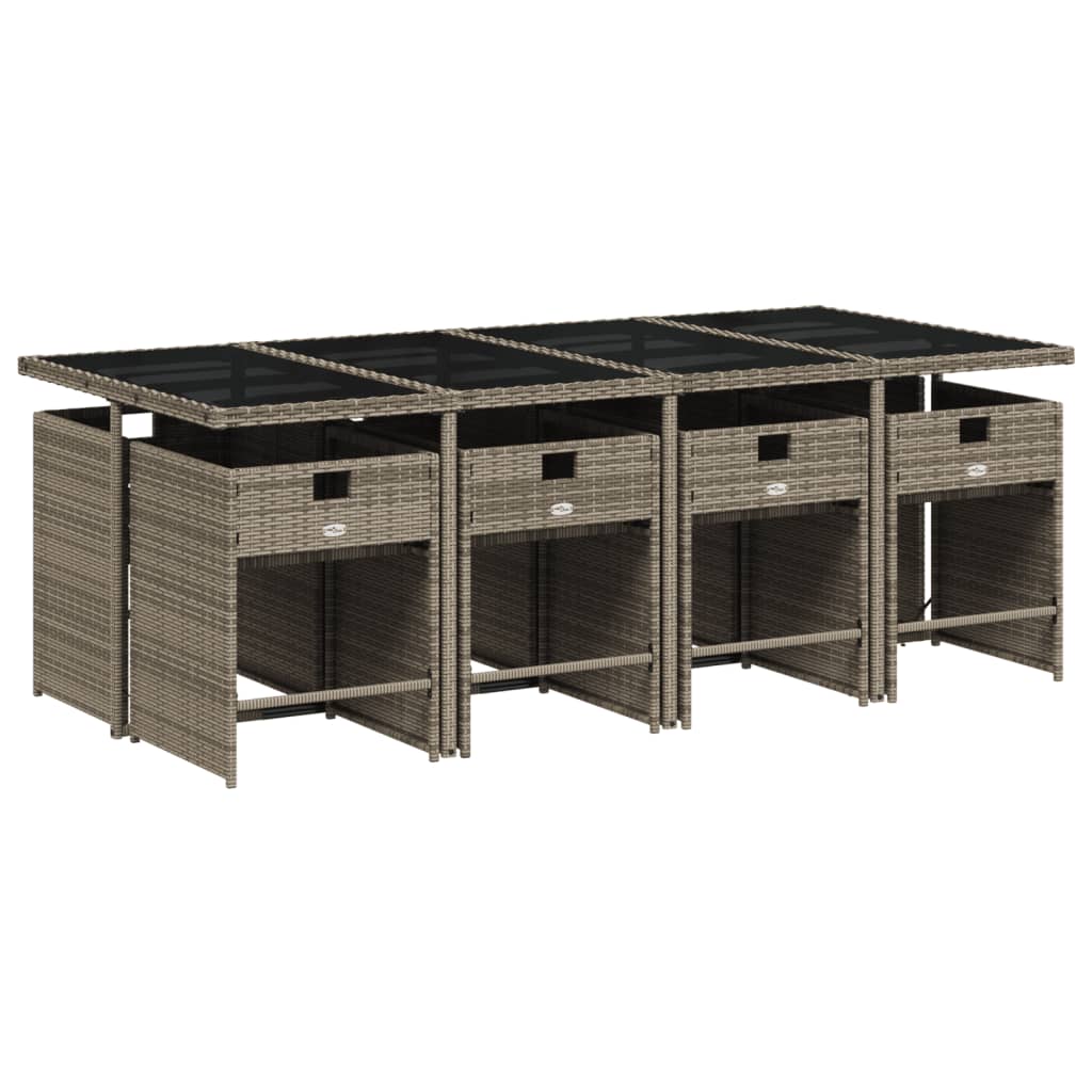 vidaXL Set mobilier grădină cu perne, 9 piese, gri, poliratan vidaXL Set mobilier grădină cu perne, 9 piese, gri, poliratan