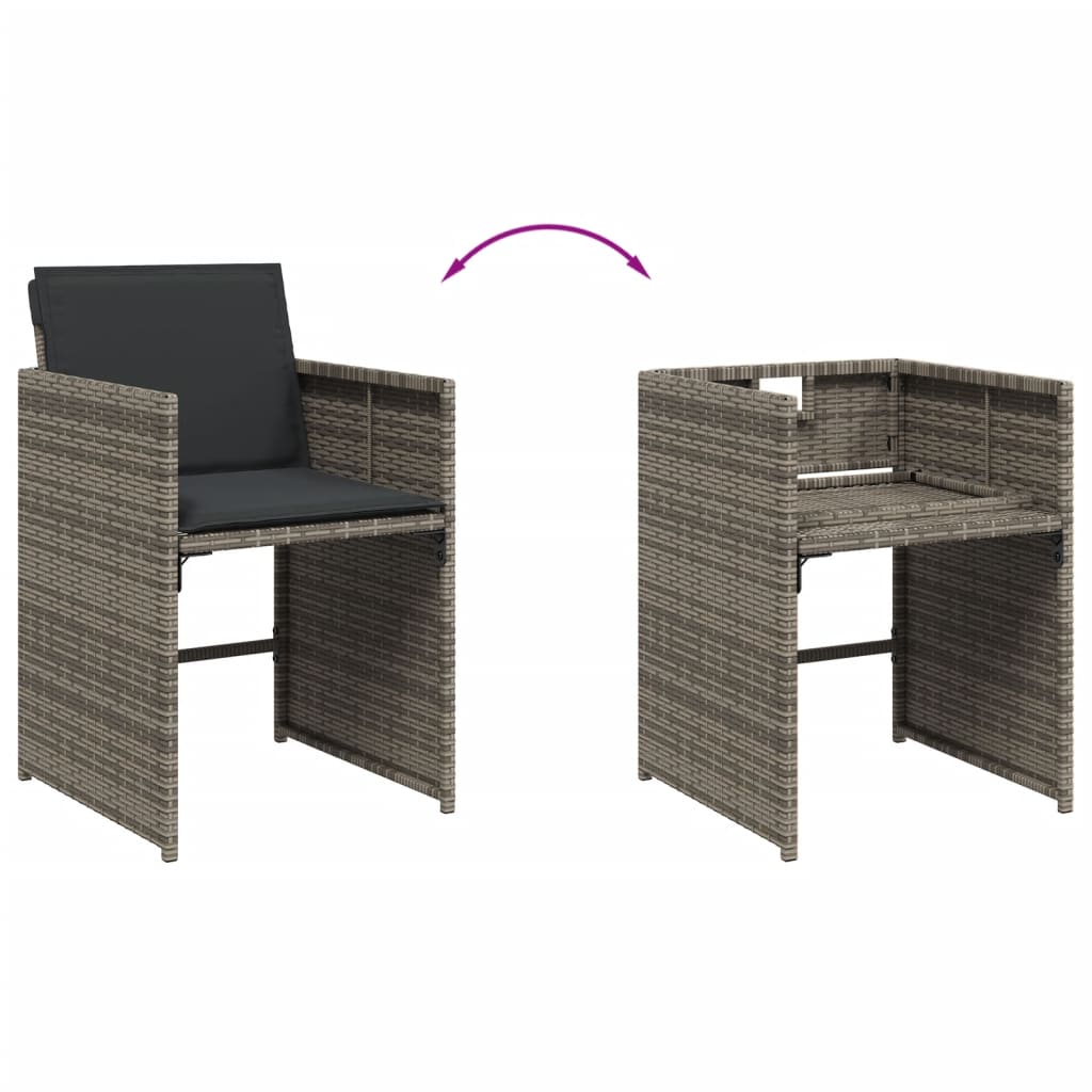 vidaXL Set mobilier grădină cu perne, 9 piese, gri, poliratan vidaXL Set mobilier grădină cu perne, 9 piese, gri, poliratan