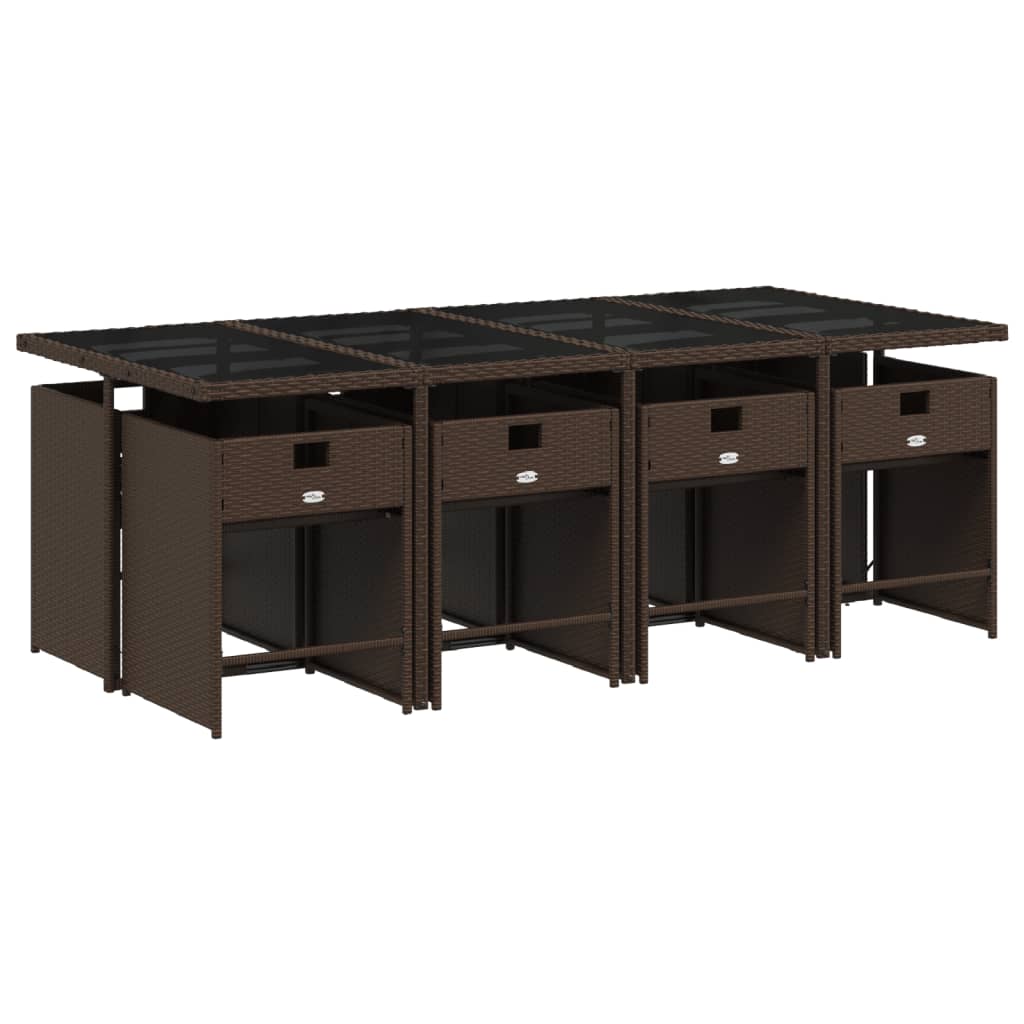 vidaXL Set mobilier de grădină cu perne, 9 piese, maro, poliratan
