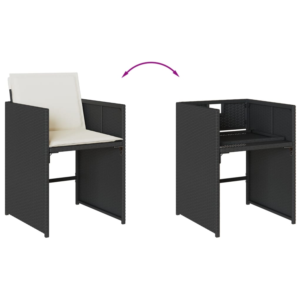 vidaXL Set mobilier de grădină cu perne, 9 piese, negru, poliratan vidaXL Set mobilier de grădină cu perne, 9 piese, negru, poliratan