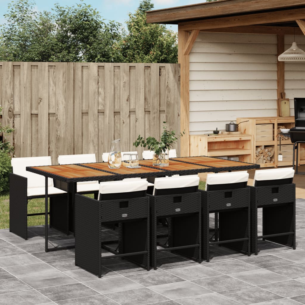 vidaXL Set mobilier de grădină cu perne, 9 piese, negru, poliratan vidaXL Set mobilier de grădină cu perne, 9 piese, negru, poliratan