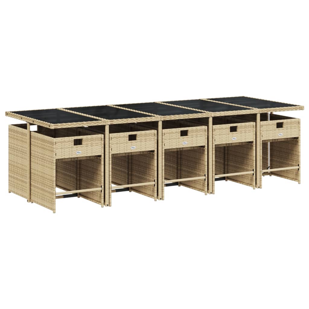 vidaXL Set mobilier grădină cu perne, 11 piese bej combinat poliratan vidaXL Set mobilier grădină cu perne, 11 piese bej combinat poliratan
