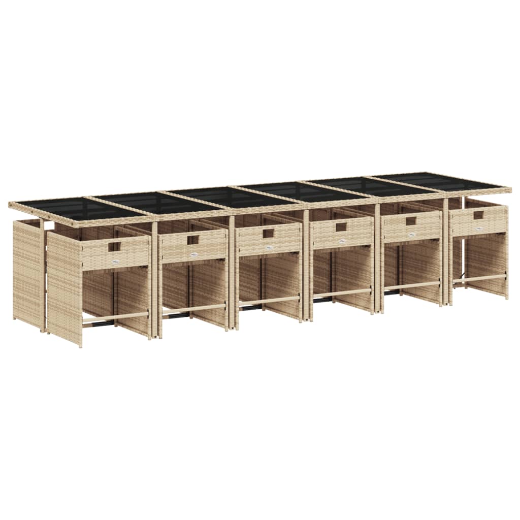 vidaXL Set mobilier grădină cu perne, 13 piese, bej combinat poliratan