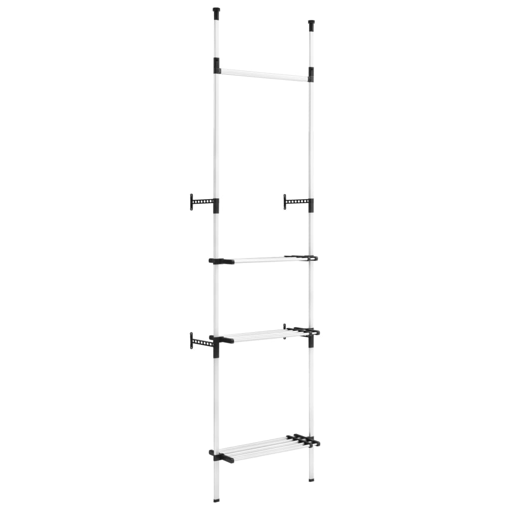 vidaXL Sistem șifonier telescopic, cu bare și raft, aluminiu vidaXL Sistem șifonier telescopic, cu bare și raft, aluminiu
