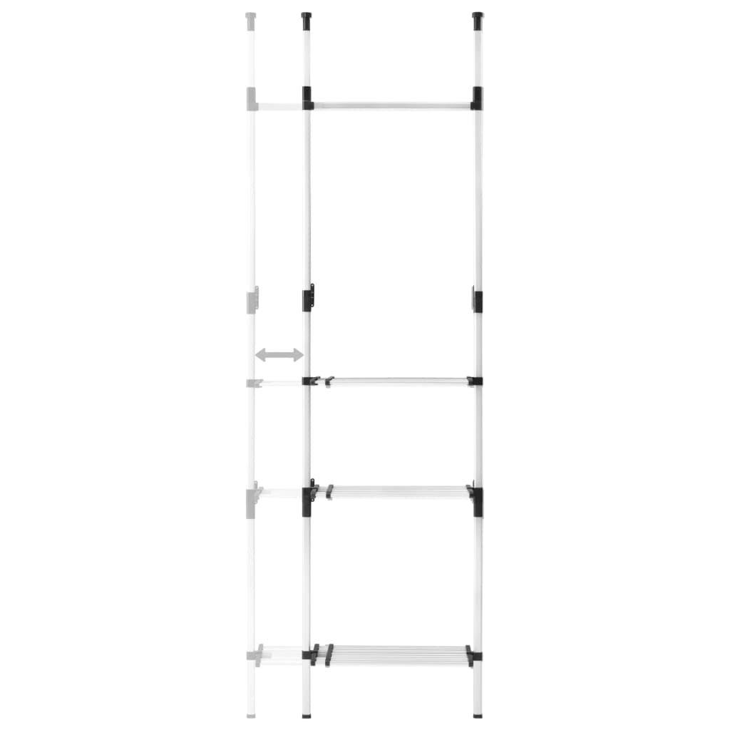 vidaXL Sistem șifonier telescopic, cu bare și raft, aluminiu vidaXL Sistem șifonier telescopic, cu bare și raft, aluminiu