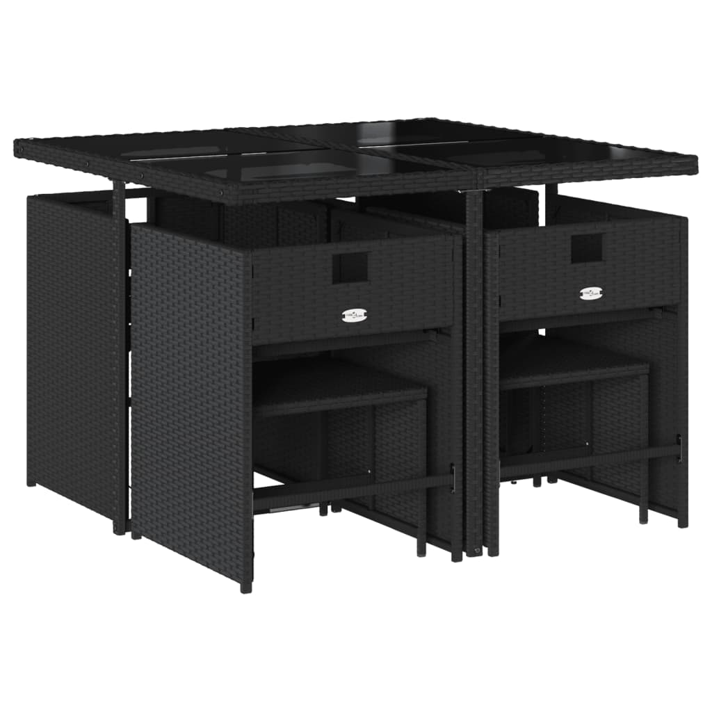vidaXL Set mobilier de grădină cu perne, 9 piese, negru, poliratan vidaXL Set mobilier de grădină cu perne, 9 piese, negru, poliratan