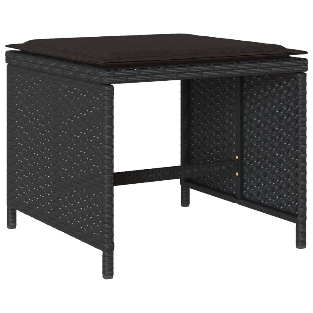 vidaXL Set mobilier de grădină cu perne, 9 piese, negru, poliratan