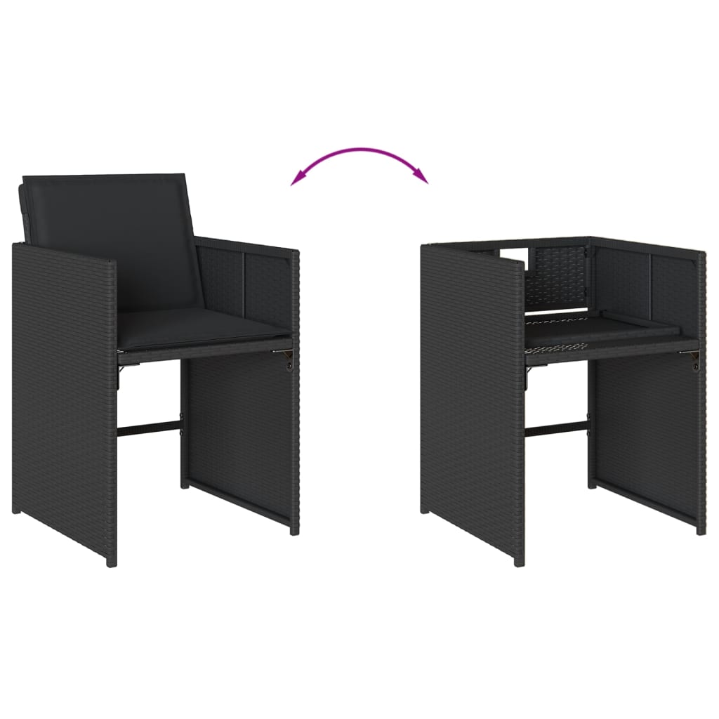 vidaXL Set mobilier de grădină cu perne, 9 piese, negru, poliratan