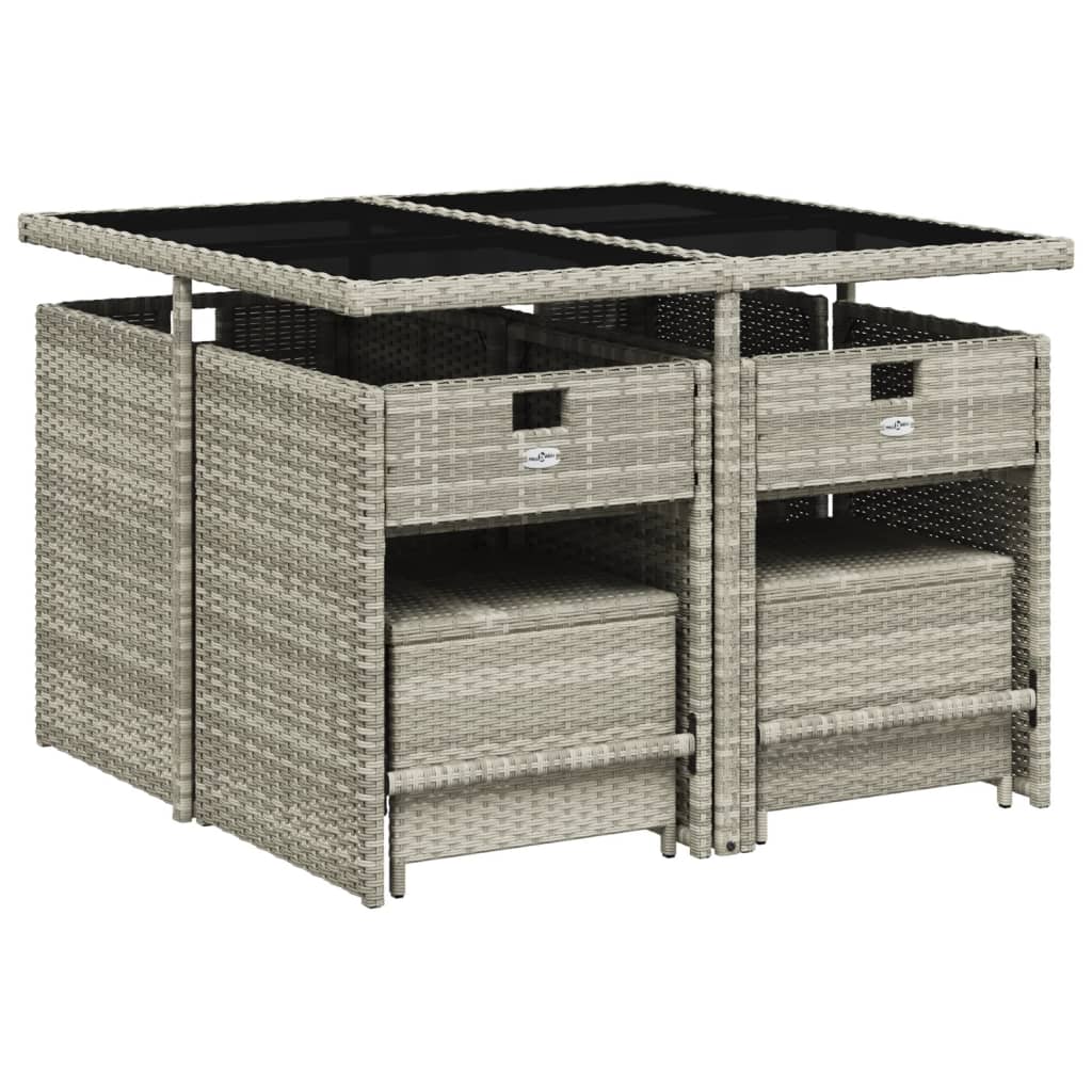 vidaXL Set mobilier grădină cu perne, 9 piese, gri deschis, poliratan vidaXL Set mobilier grădină cu perne, 9 piese, gri deschis, poliratan