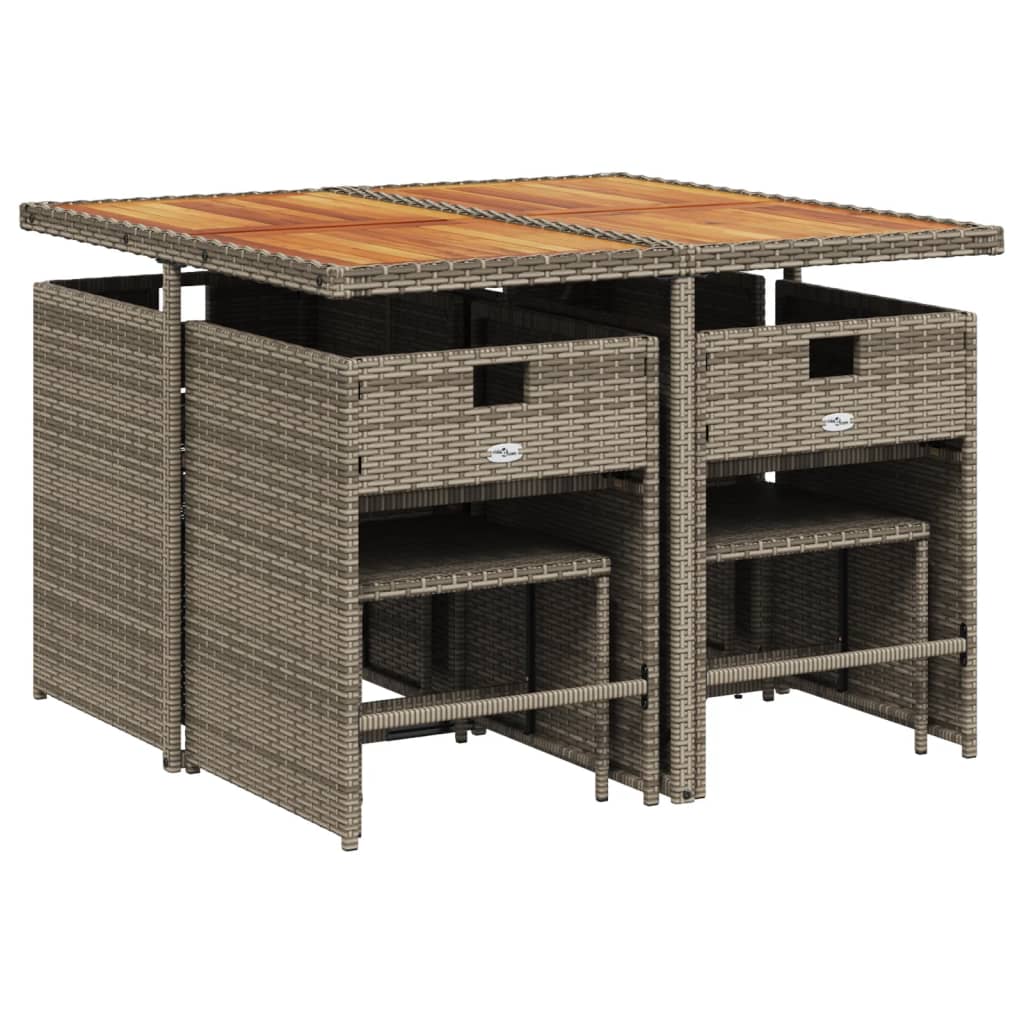 vidaXL Set mobilier grădină cu perne, 9 piese, gri, poliratan vidaXL Set mobilier grădină cu perne, 9 piese, gri, poliratan
