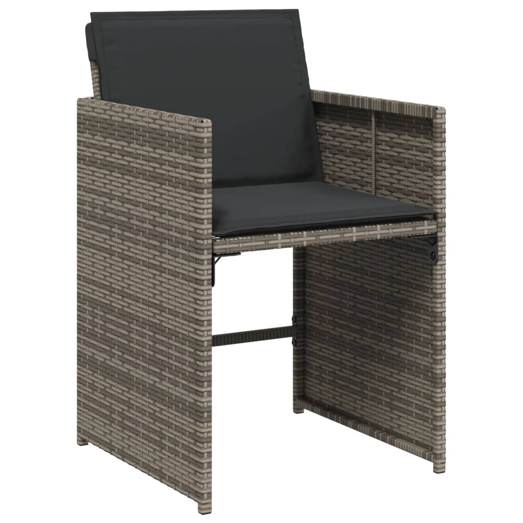 vidaXL Set mobilier grădină cu perne, 9 piese, gri, poliratan vidaXL Set mobilier grădină cu perne, 9 piese, gri, poliratan