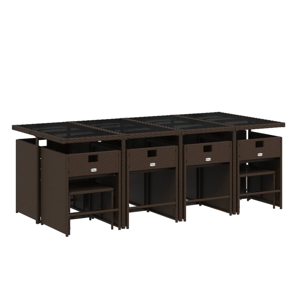 vidaXL Set mobilier de grădină, 13 piese, maro, cu perne, poliratan vidaXL Set mobilier de grădină, 13 piese, maro, cu perne, poliratan