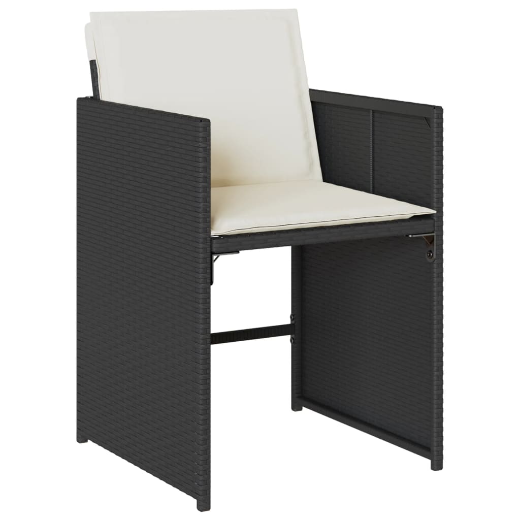 vidaXL Set mobilier de grădină cu perne, 9 piese, negru, poliratan