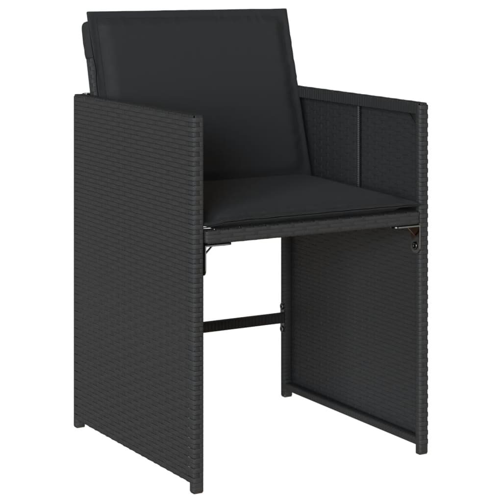 vidaXL Set mobilier de grădină cu perne, 9 piese, negru, poliratan