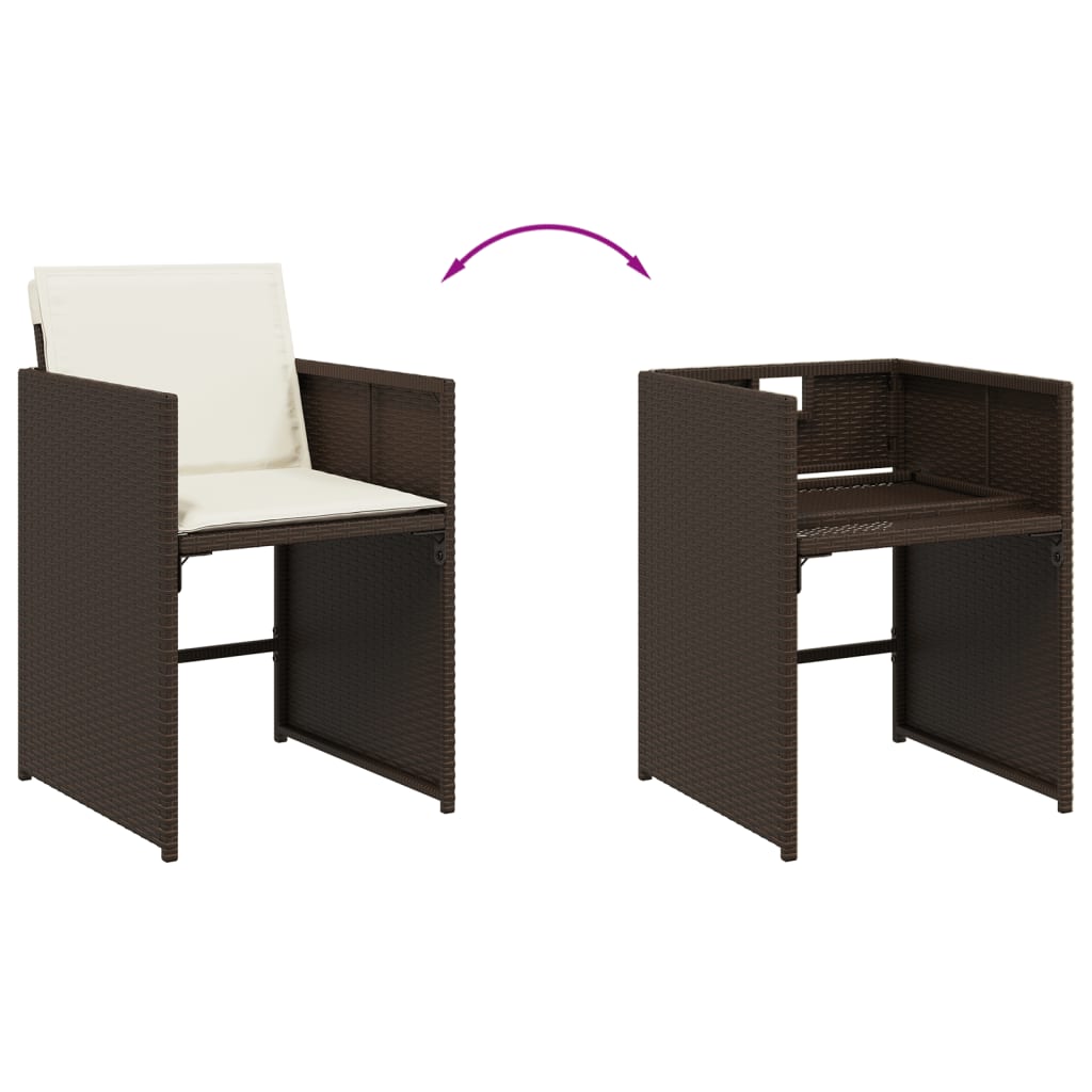 vidaXL Set mobilier de grădină cu perne, 9 piese, maro, poliratan