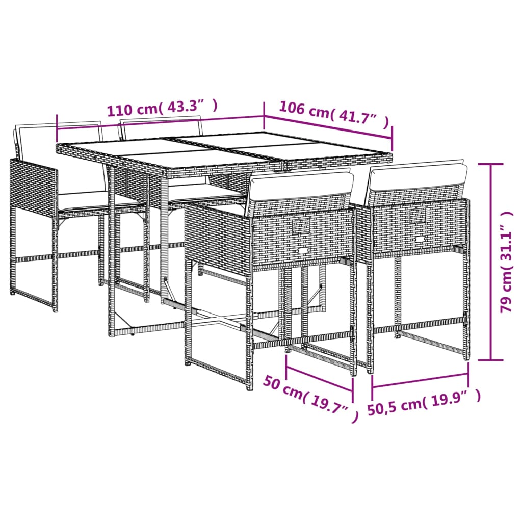 vidaXL Set mobilier de grădină, 5 piese, cu perne, maro, poliratan vidaXL Set mobilier de grădină, 5 piese, cu perne, maro, poliratan