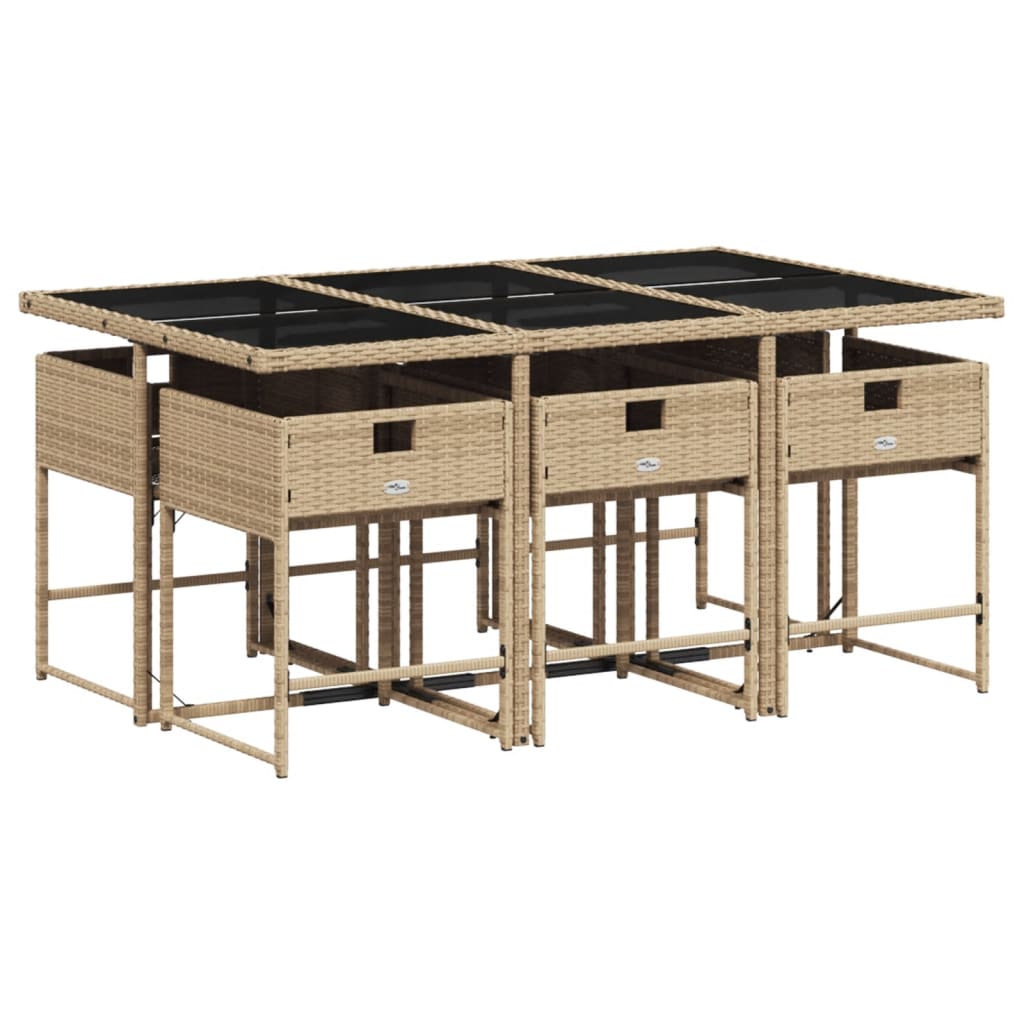 vidaXL Set mobilier pentru grădină, 7 piese, cu perne, bej, poliratan vidaXL Set mobilier pentru grădină, 7 piese, cu perne, bej, poliratan