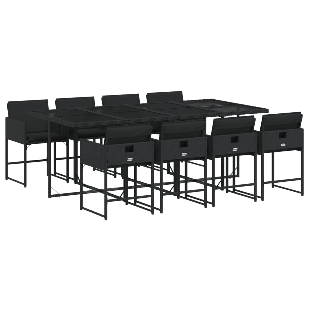 vidaXL Set mobilier de grădină cu perne, 9 piese, negru, poliratan vidaXL Set mobilier de grădină cu perne, 9 piese, negru, poliratan