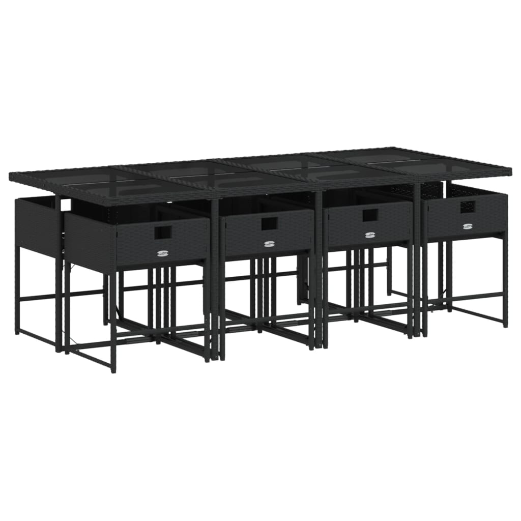 vidaXL Set mobilier de grădină cu perne, 9 piese, negru, poliratan vidaXL Set mobilier de grădină cu perne, 9 piese, negru, poliratan