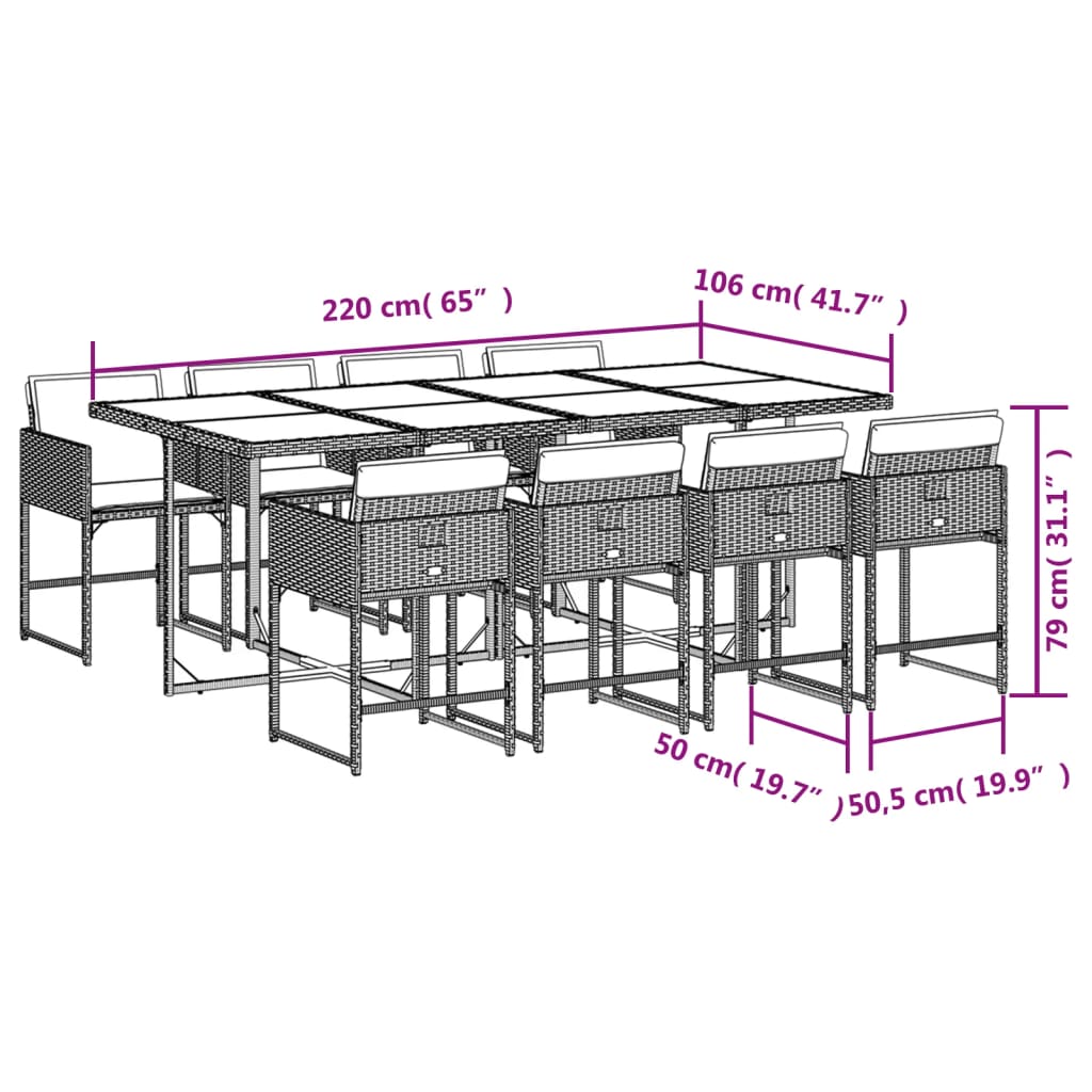 vidaXL Set mobilier de grădină cu perne, 9 piese, negru, poliratan vidaXL Set mobilier de grădină cu perne, 9 piese, negru, poliratan