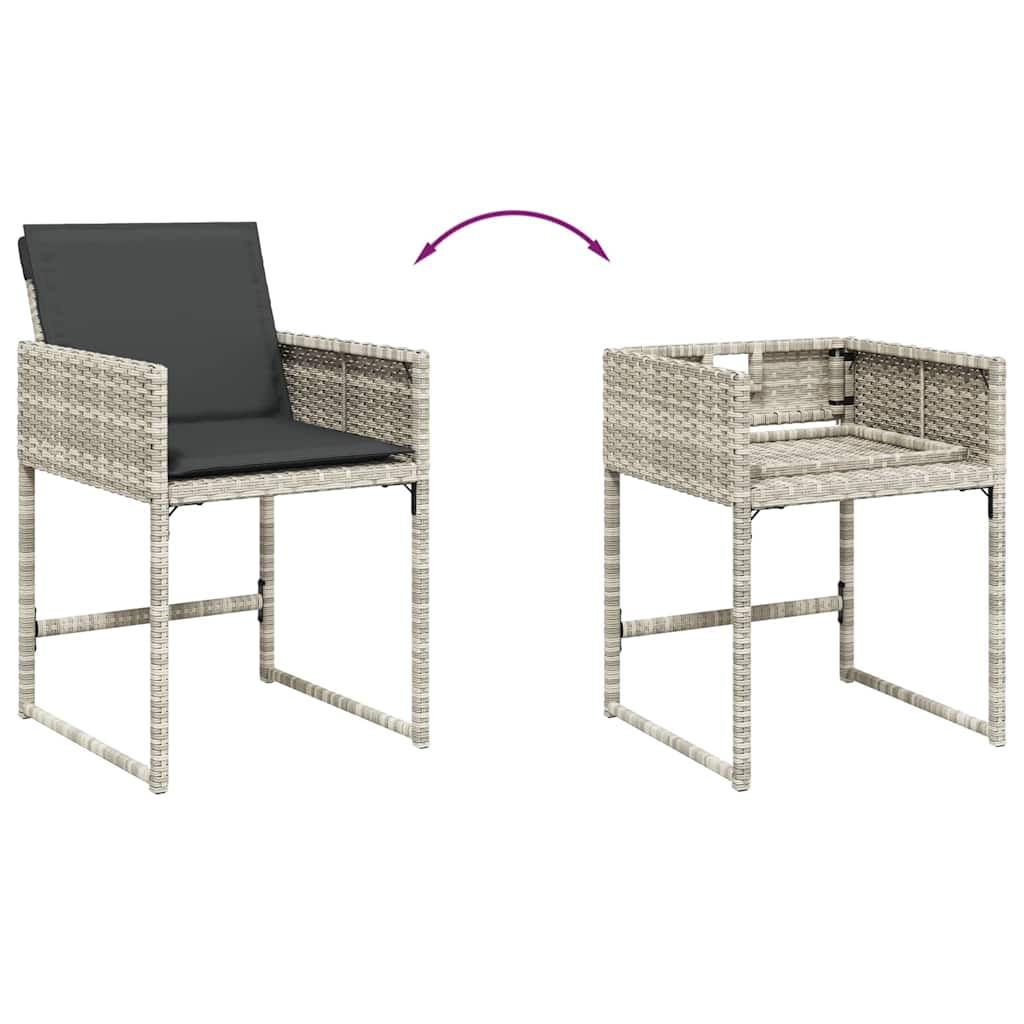 vidaXL Set mobilier grădină cu perne, 9 piese, gri deschis, poliratan