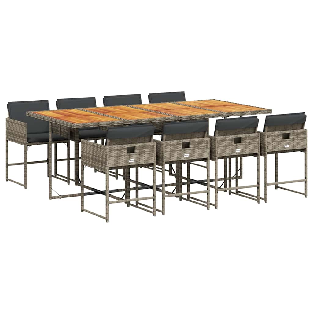 vidaXL Set mobilier grădină cu perne, 9 piese, gri, poliratan vidaXL Set mobilier grădină cu perne, 9 piese, gri, poliratan