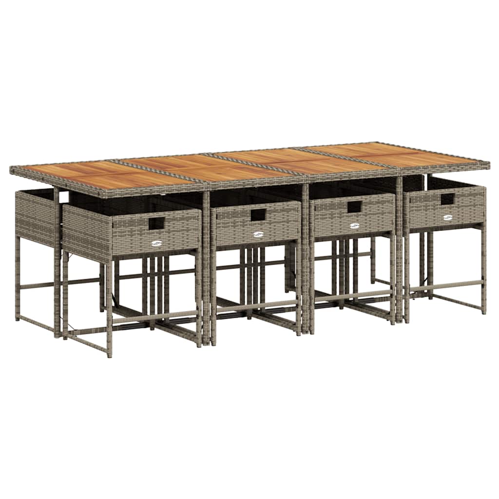 vidaXL Set mobilier grădină cu perne, 9 piese, gri, poliratan vidaXL Set mobilier grădină cu perne, 9 piese, gri, poliratan
