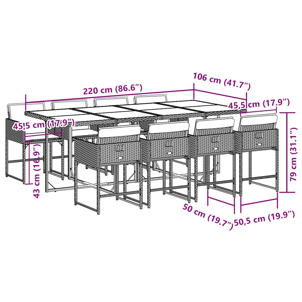 vidaXL Set mobilier grădină cu perne, 9 piese, gri, poliratan vidaXL Set mobilier grădină cu perne, 9 piese, gri, poliratan