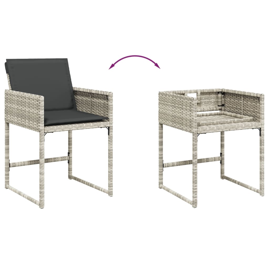 vidaXL Set mobilier grădină cu perne, 9 piese, gri deschis, poliratan