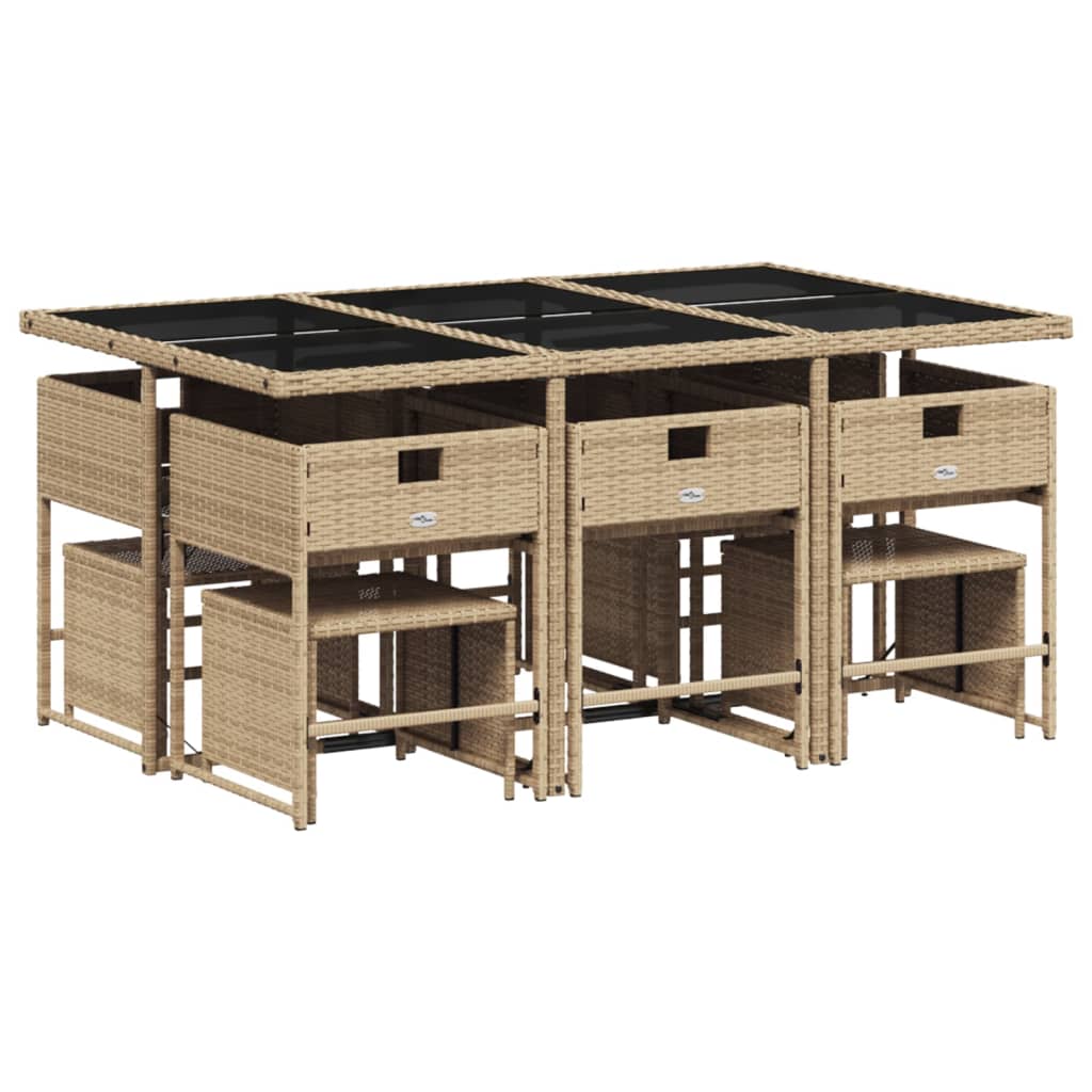 vidaXL Set mobilier grădină cu perne, 11 piese bej combinat poliratan vidaXL Set mobilier grădină cu perne, 11 piese bej combinat poliratan