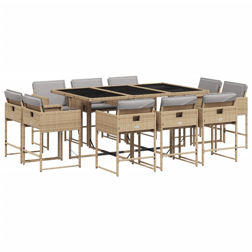 vidaXL Set mobilier grădină cu perne, 11 piese bej combinat poliratan