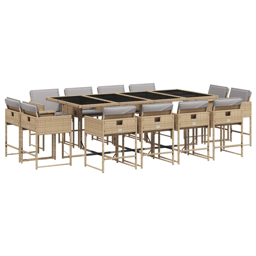 vidaXL Set mobilier grădină cu perne, 13 piese, bej combinat poliratan