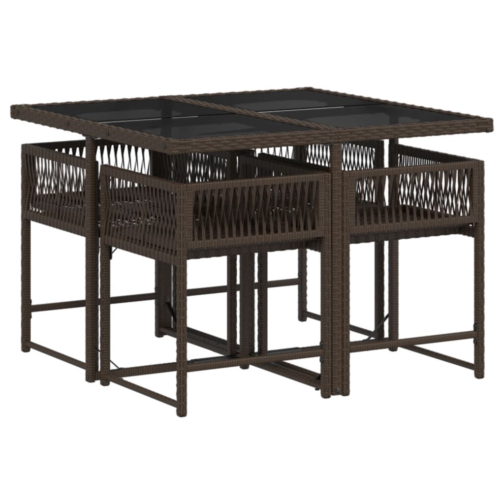 vidaXL Set mobilier de grădină, 5 piese, cu perne, maro, poliratan vidaXL Set mobilier de grădină, 5 piese, cu perne, maro, poliratan
