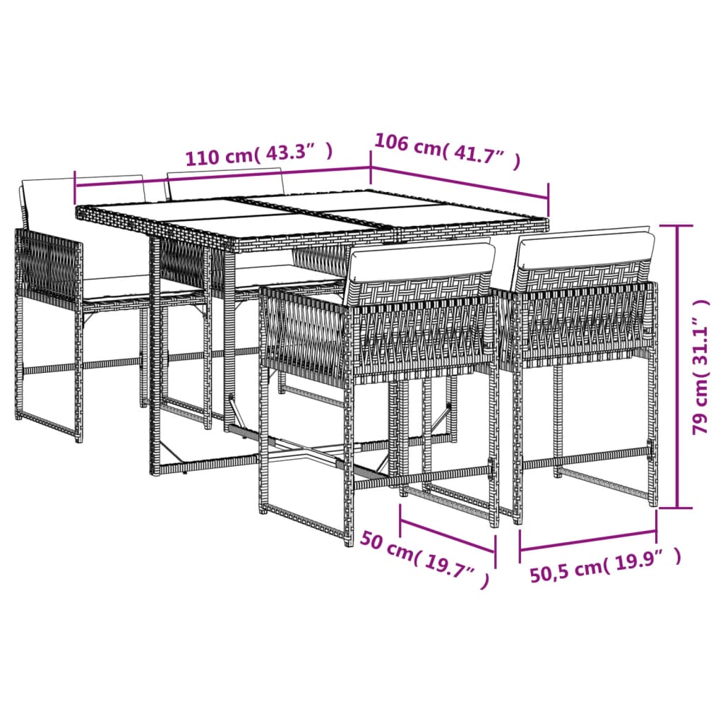 vidaXL Set mobilier de grădină, 5 piese, cu perne, maro, poliratan vidaXL Set mobilier de grădină, 5 piese, cu perne, maro, poliratan