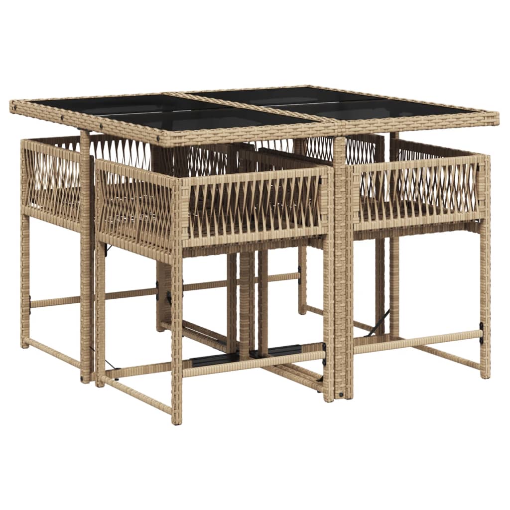 vidaXL Set mobilier pentru grădină, 5 piese, cu perne, bej, poliratan vidaXL Set mobilier pentru grădină, 5 piese, cu perne, bej, poliratan