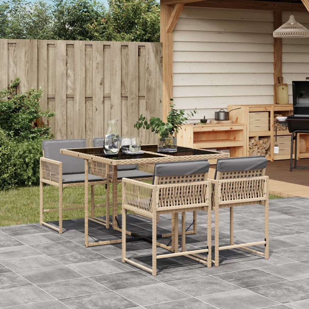 vidaXL Set mobilier pentru grădină, 5 piese, cu perne, bej, poliratan vidaXL Set mobilier pentru grădină, 5 piese, cu perne, bej, poliratan