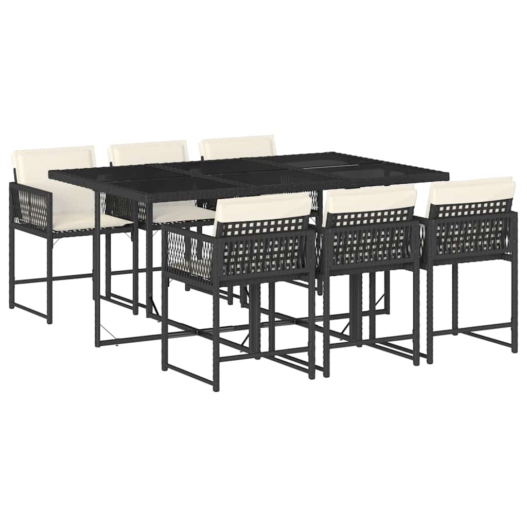vidaXL Set mobilier de grădină cu perne, 7 piese, negru, poliratan vidaXL Set mobilier de grădină cu perne, 7 piese, negru, poliratan