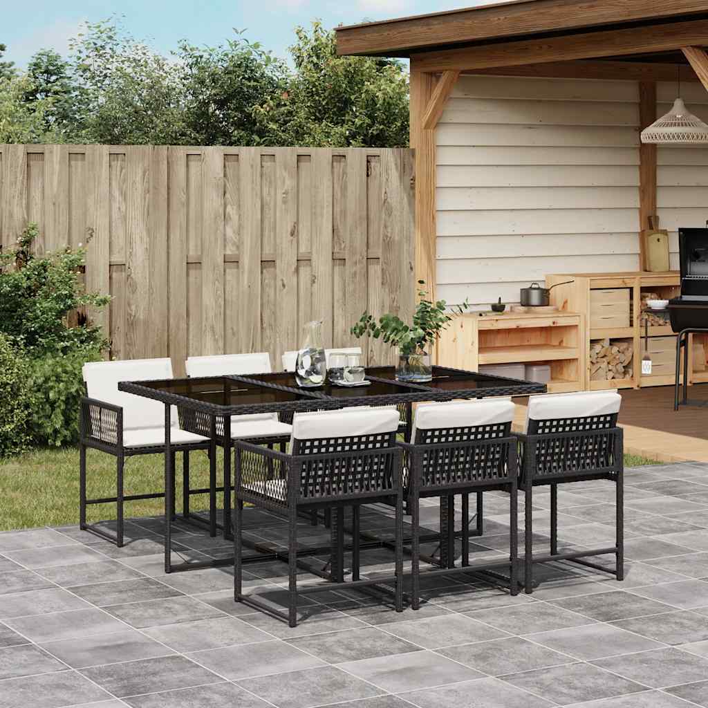 vidaXL Set mobilier de grădină cu perne, 7 piese, negru, poliratan vidaXL Set mobilier de grădină cu perne, 7 piese, negru, poliratan