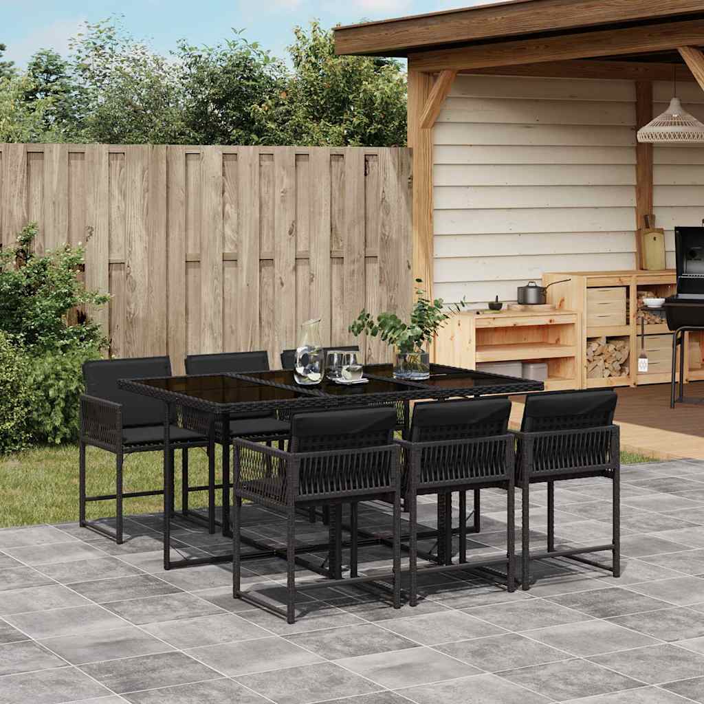 vidaXL Set mobilier de grădină cu perne, 7 piese, negru, poliratan vidaXL Set mobilier de grădină cu perne, 7 piese, negru, poliratan