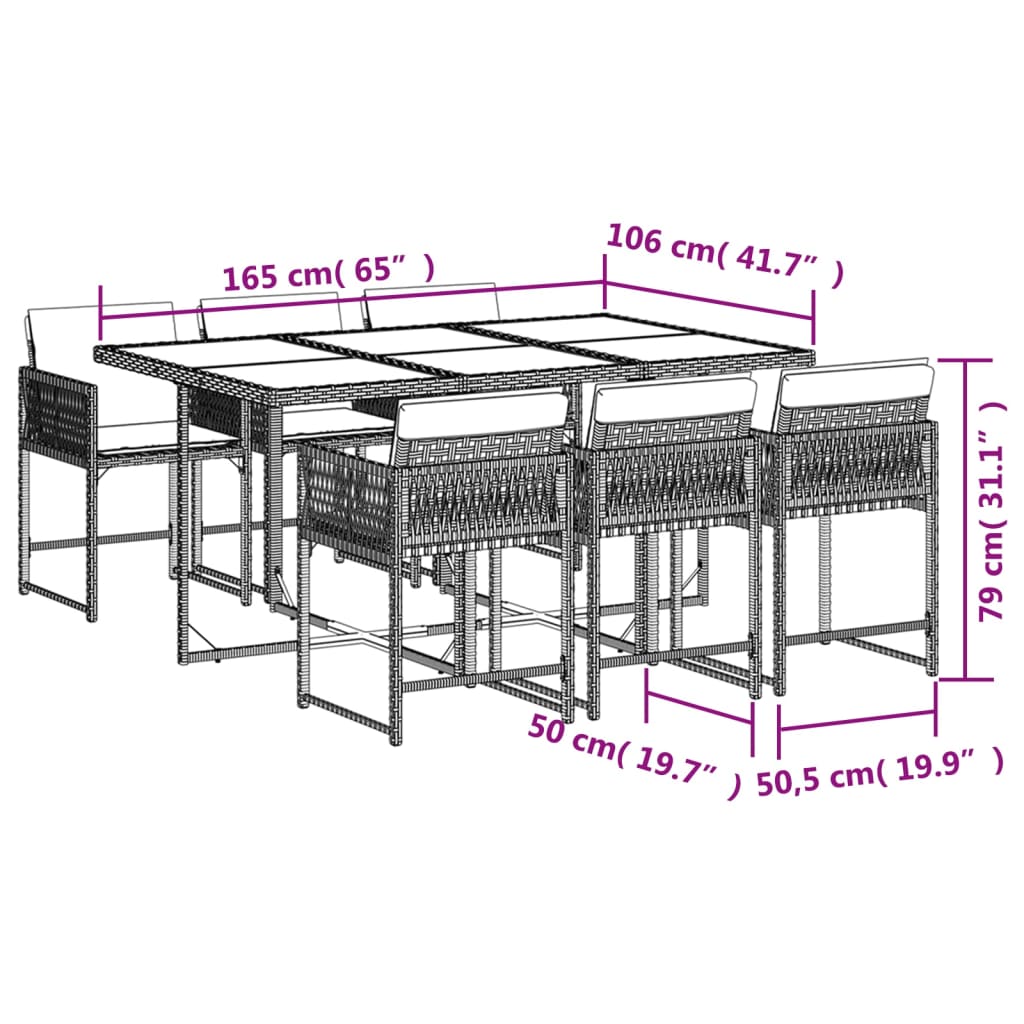 vidaXL Set mobilier pentru grădină, 7 piese, cu perne, bej, poliratan vidaXL Set mobilier pentru grădină, 7 piese, cu perne, bej, poliratan