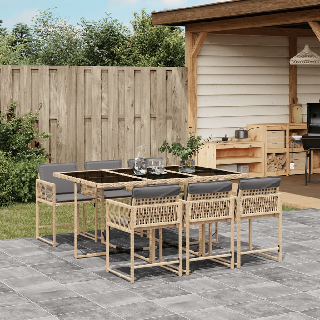 vidaXL Set mobilier pentru grădină, 7 piese, cu perne, bej, poliratan vidaXL Set mobilier pentru grădină, 7 piese, cu perne, bej, poliratan