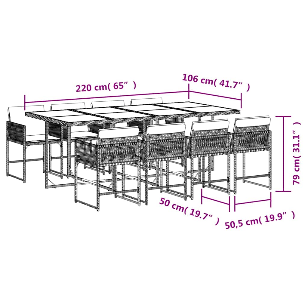 vidaXL Set mobilier grădină cu perne, 9 piese, gri, poliratan vidaXL Set mobilier grădină cu perne, 9 piese, gri, poliratan